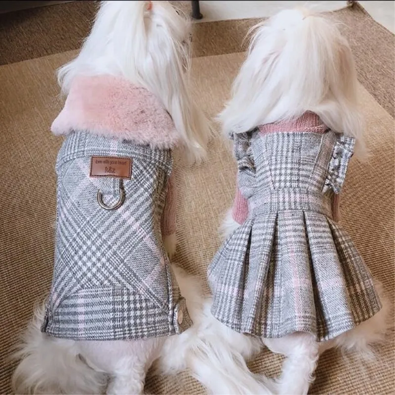 毛皮の襟付き豪華な冬の犬のウールの衣服子犬ヨークシャー犬ジャケットコート衣類小さなペットのチワワのための服201102