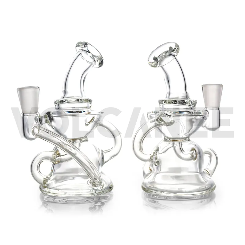 Volcanee Vortex Hockah Tornado Cyclone Recycler Glass Bong 3.9 인치 10mm 여성 미니 봉수 파이프 Bubbler Dab Rig