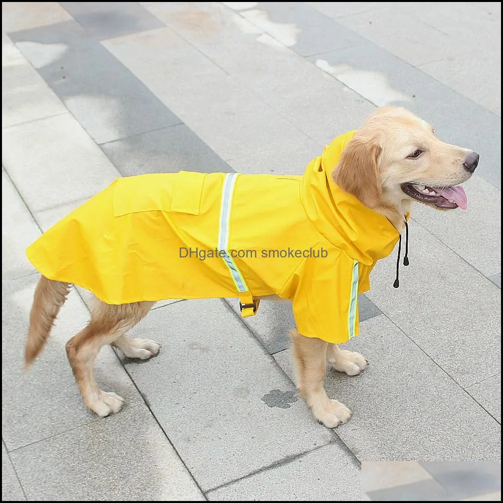 Fashion Pet Dog Slicker Raincoats Waterproof Clothes Rain Jacket Poncho with Hood & Reflective Strip for Small Medium Large Dogs