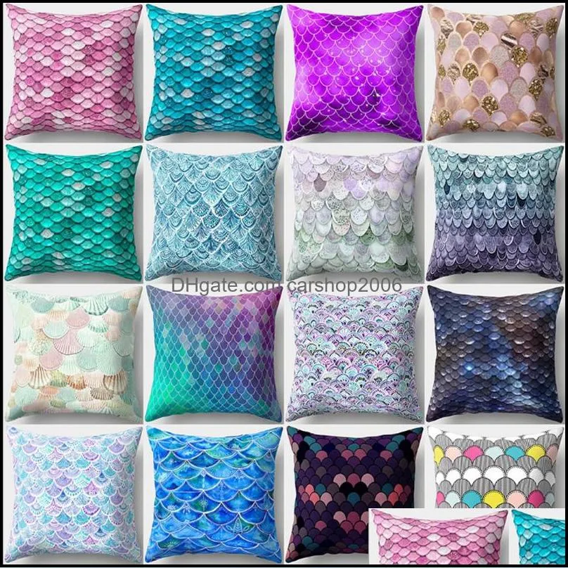 mermaid pillow covers fish scale square pillow case mermaid throw pillow cushion covers sofa car home decor 16 designs dsl-yw3010