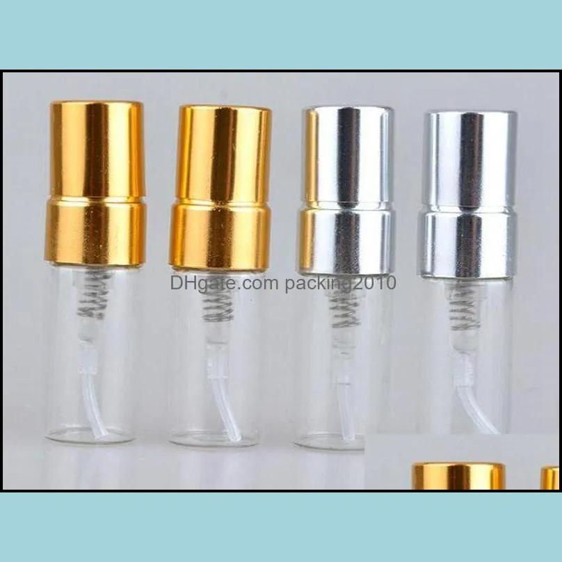 3ML Travel Refillable Glass Perfume Bottle With UV Sprayer Cosmetic Pump Spray Atomizer Silver Black Gold Cap