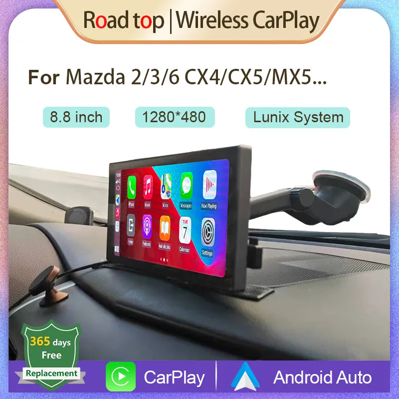 Display Carplay wireless universale da 8,8 pollici per Mazda 3 6 PC per auto Mazda CX4 CX5 MX5 con fotocamera posteriore Bluetooth per collegamento specchio automatico Android