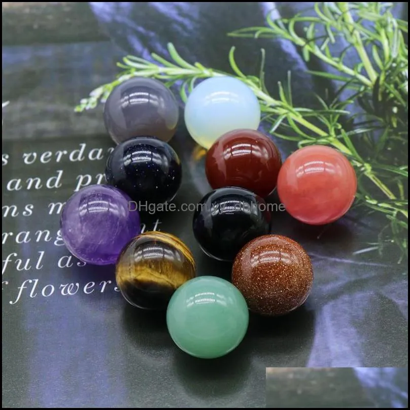 16mm natural stone loose beads amethyst rose quartz turquoise opal agate 7chakra diy non-porous round ball beads