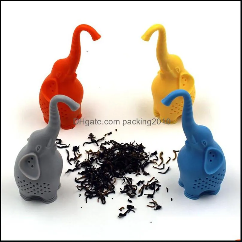 Cute Sile Elephant Shape Tea Infuser Loose Leaf Herb Spiece Filter Accessories 4 Colors Drop Delivery 2021 Coffee Tools Drinkware Kitchen