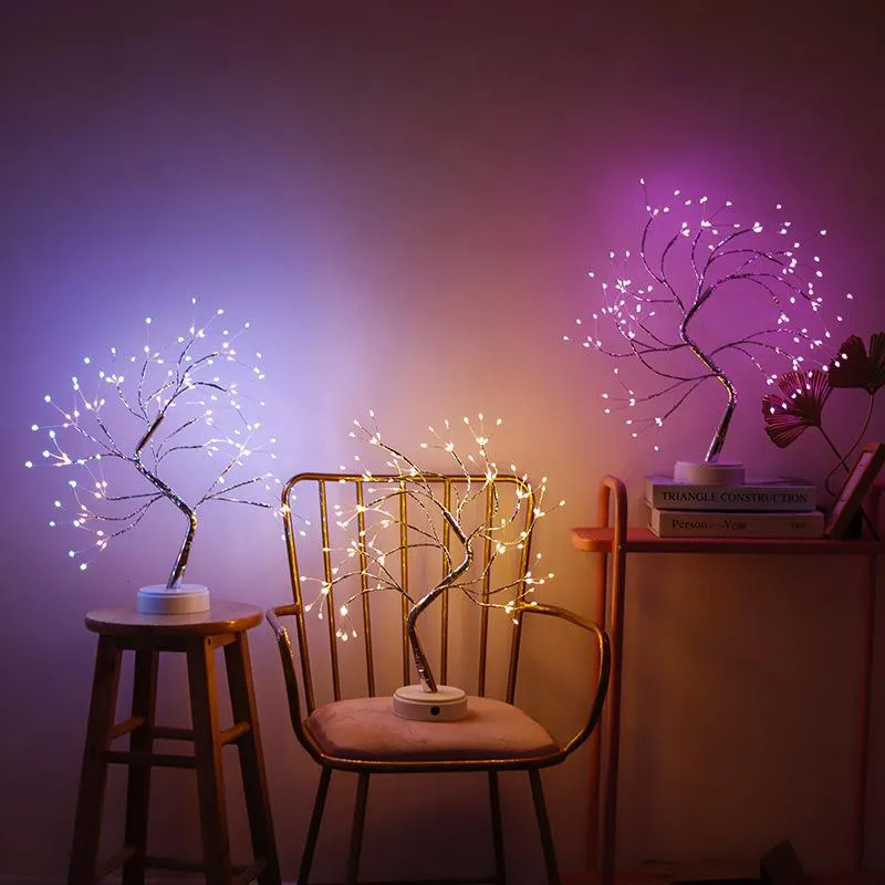 Veilleuses fée lampe arbre de noël lumière LED pour chambre fête de mariage décoration de la maison bureau 5 V USB/batterie éclairage nuit