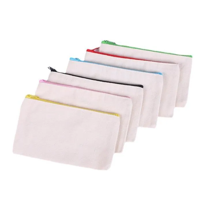 Sublimation Blank Cosmetic Bags Canvas Zipper Pencil Cases Customized Women Makeup Bag Fashion Handbag Pouchs Bags SN4875