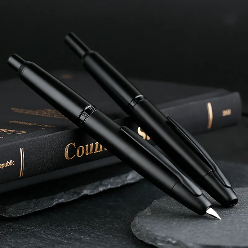 Matte Black Majohn A1 Press Fountain Pen القابلة للسحب قلم الحبر المعدني 0.4 مم مع محول لكتابة 220720