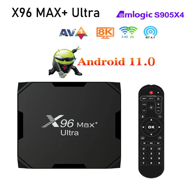 X96最大+ウルトラアンドロイド11.0テレビボックス4GB 64GB 32GB AMLOGIC S905X4 100M 8KビデオプレーヤーWiFi YouTube vs Tanix x 4 x 98 Plus