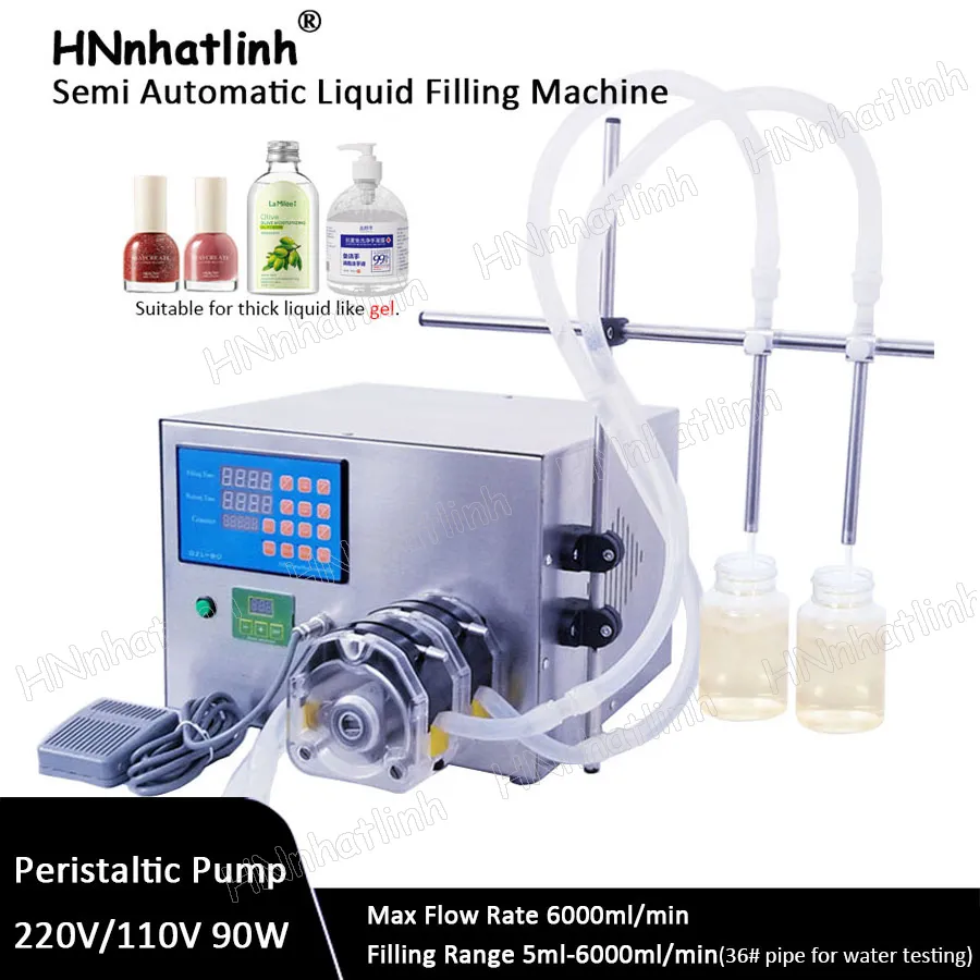 Máquinas de llenado de líquido de glicerina semiautomática de 5-6000 ml/min, máquina de llenado de líquido electrónico, bomba peristáltica, llenador de embalaje de esmalte de uñas