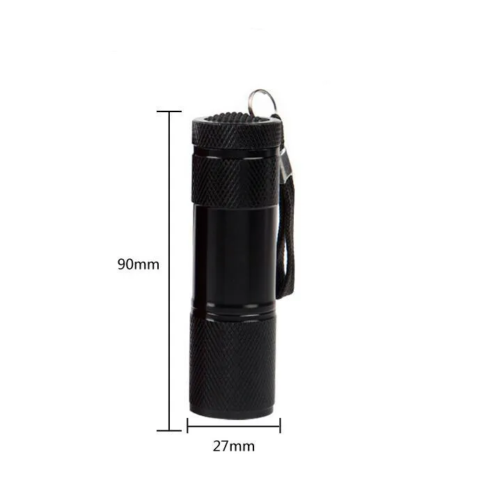 Mini Torcia UV A 9 LED - Luce Nera Ultravioletta 395nm, In