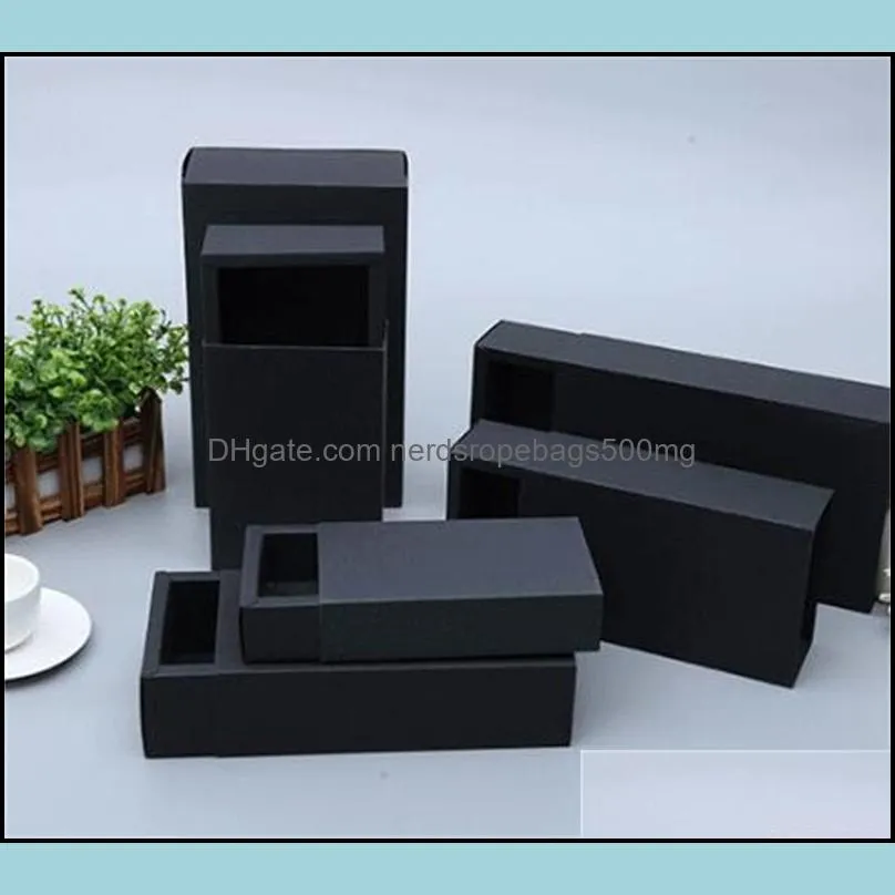 14*7*3Cm Black Beige Drawer Packing Box Gift Bow Tie Packaging Kraft Paper Carft Cardboard Boxes 1313 V2