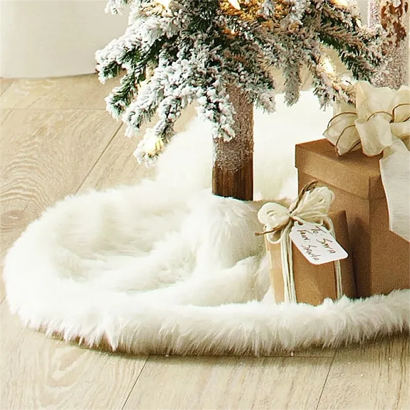 1209080cm Carpet Mat Under the Christmas Tree Xmas Navidad Year Decorations for Home Christmas Tree Skirt Base Cover 220815