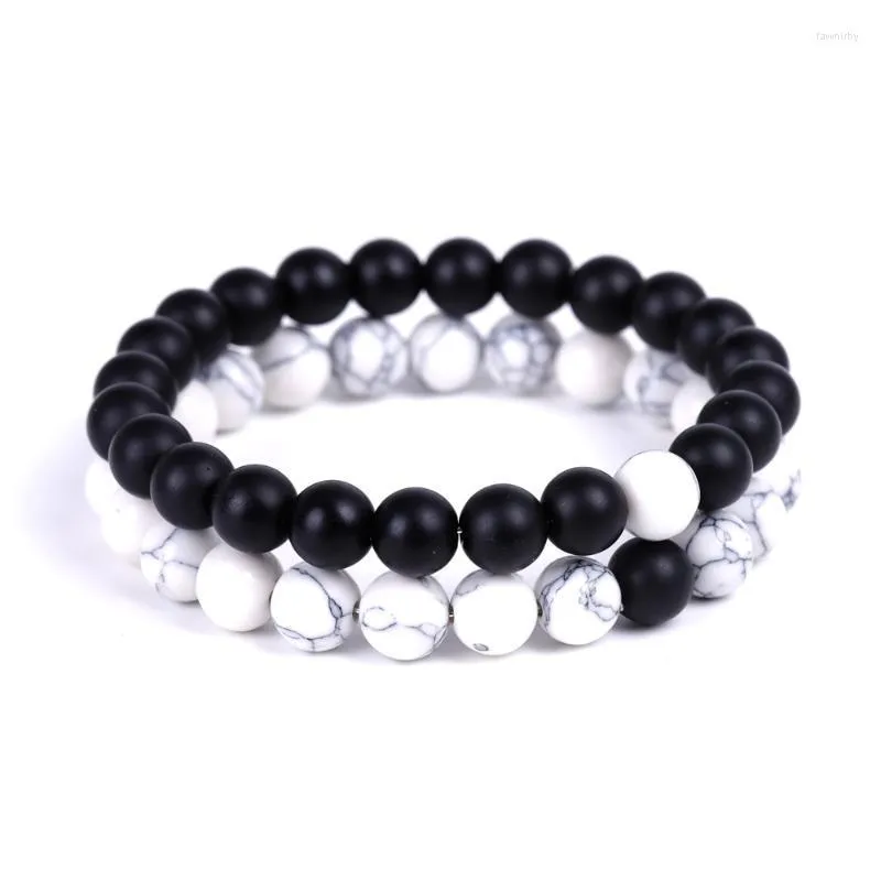 Kralen strengen paren afstandsliefhebbers sets zwarte witte armband mannen vrouwen charm mode Jewellry shiw mooie fawn22