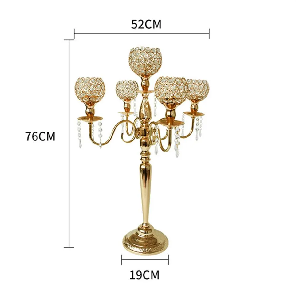 Crystal Candlesticks Pillar Glass Metal Candle Tealight Holders Lantern Home Wedding Table Centerpieces AccessoriesDecoration 3005