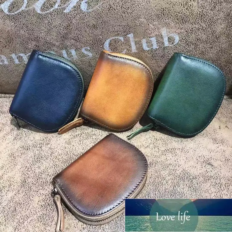 Ladies Vintage Card Holder Card Clamp New Retro Hand-Rub Color Genuine Leather Vegetable Tanned Full-Grain Leather Cowhide Coin Purse