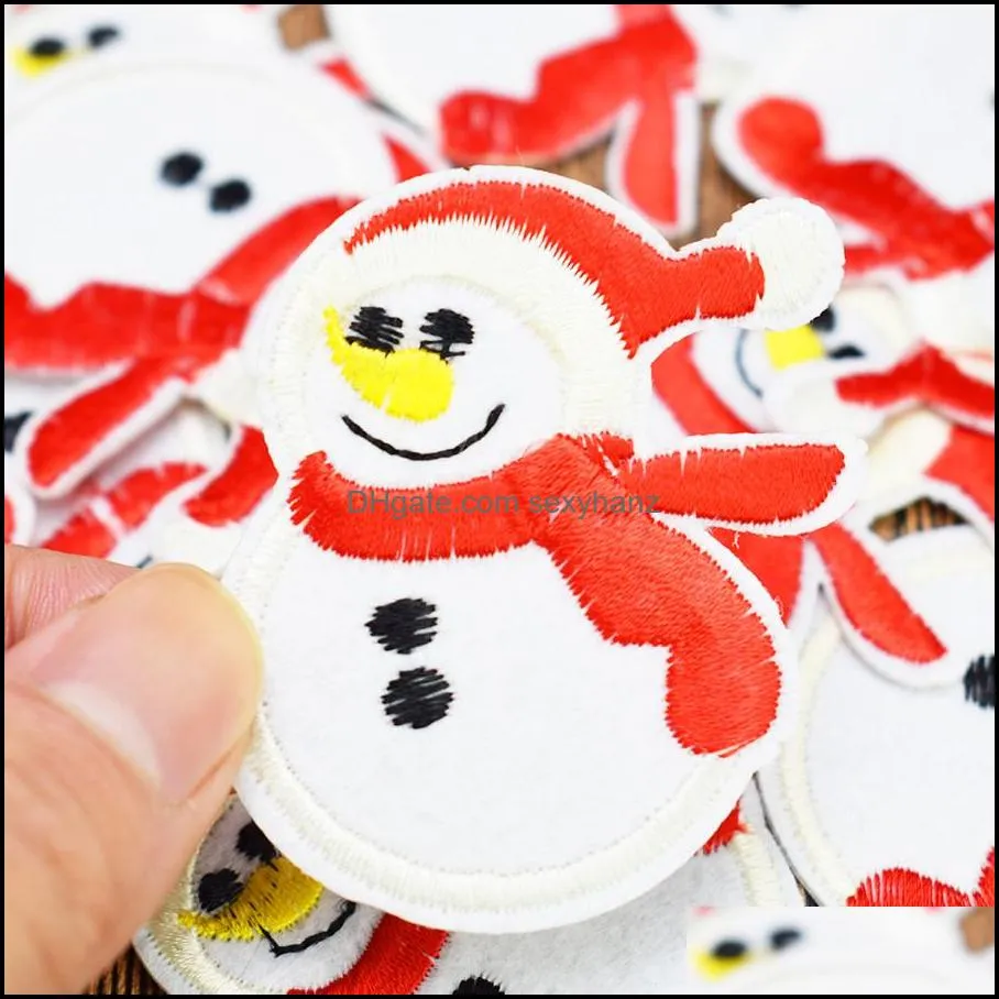 10 pcs funny snowman for clothing iron on transfer applique for coat sweater diy sew on embroidered accessories