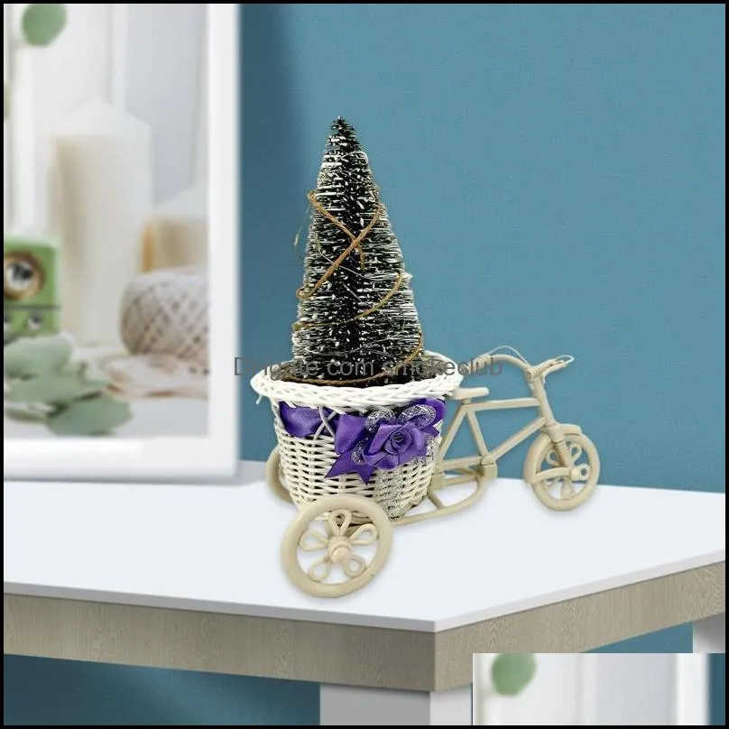 Decorative Flowers & Wreaths Immitation Rattan Flower Basket Vase Tricycle Bicycle Model Home Garden Wedding Party Desk Ornament Decor