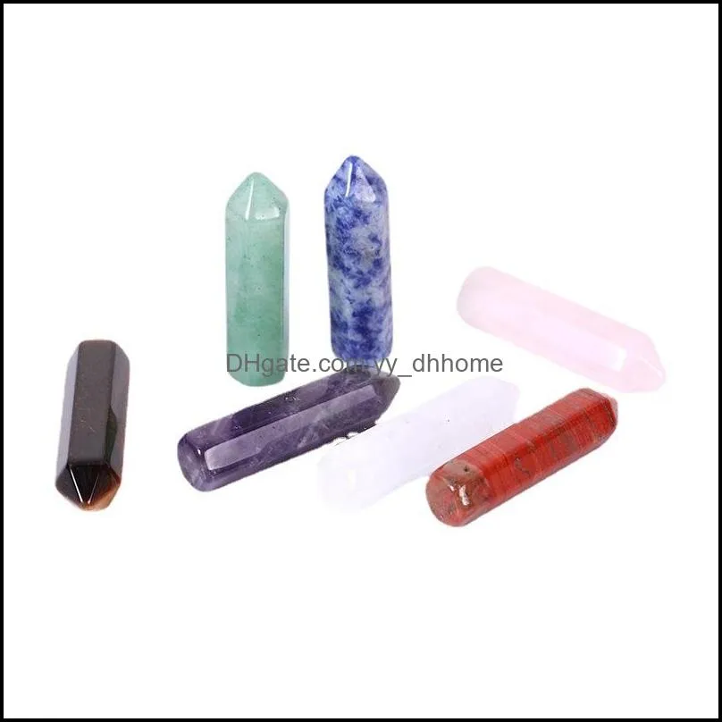 natural stone 32mm hexagonal prism ornaments reiki healing chakra quartz mineral crystal tumbled gemstone hand piece home decoration jewelry