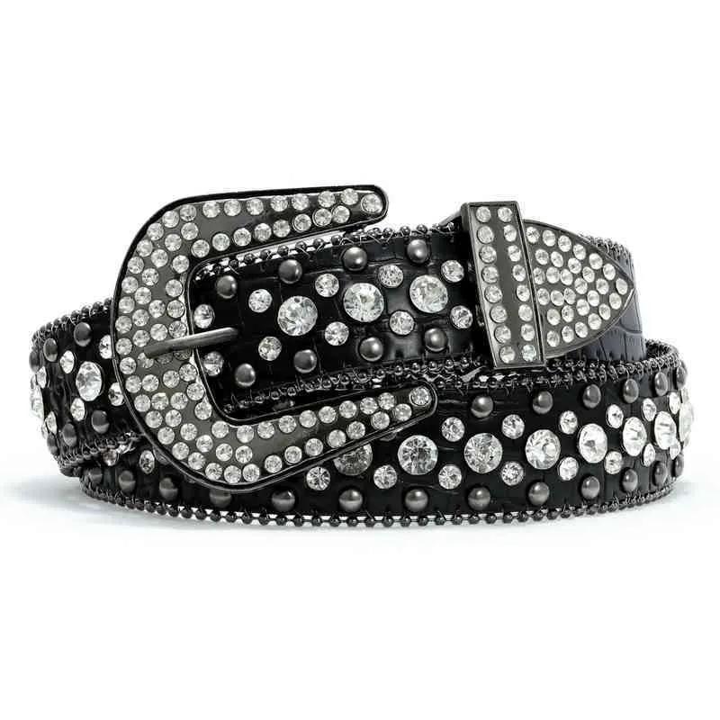 Digner Hebilla automática Ratchet Rhintone Belt Custom Men Cowhide PU Men's Lether BeltsM1WK