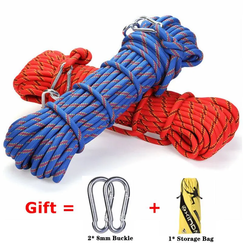 Outdoor Climbing Rope 10m-30m Emergency Rope Wear Resistant 10mm Diameter High Strength Survival Paracord Hiking Accessory Tool