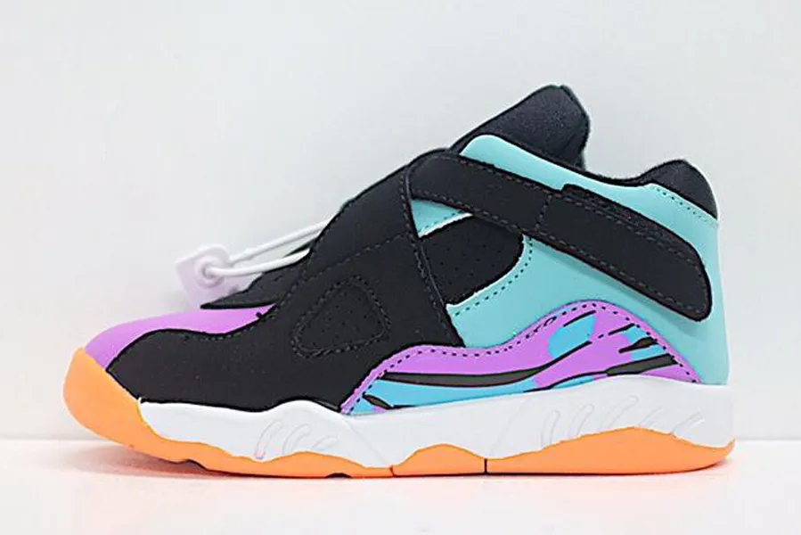 8 8s Black Low Baby Kids Basketball Shoes University Blue UNC Electric Green DMP Black Samurai Aqua Chrome South Beach Sport Trainers Sneakers size