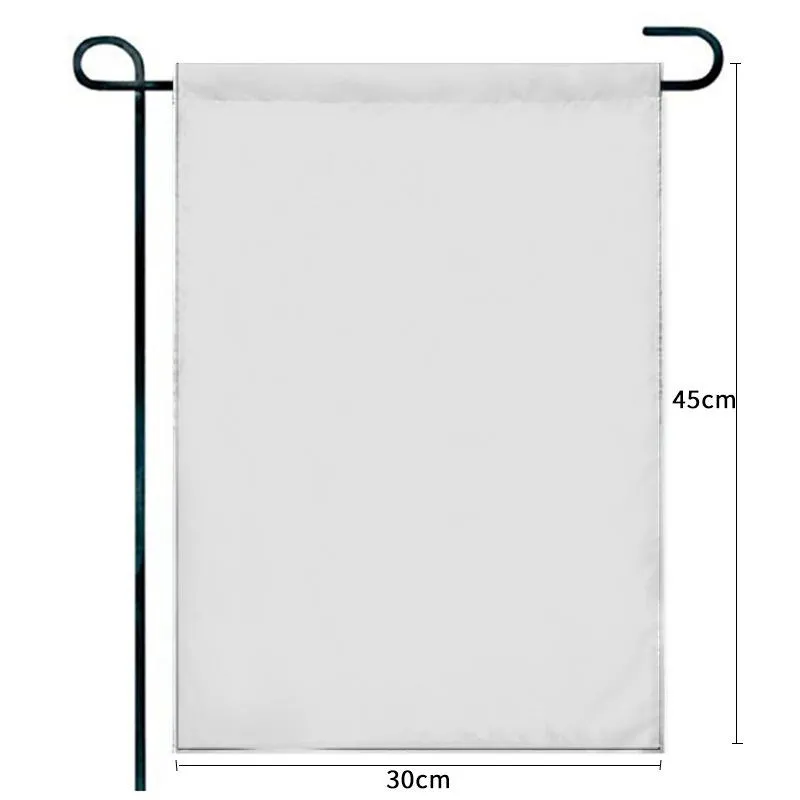 Blank Sublimation Garden Flag 100% polyester 3 layers white banner flags triple ply with black Shading cloth Heat transfer Double sides printing banners 30*45cm
