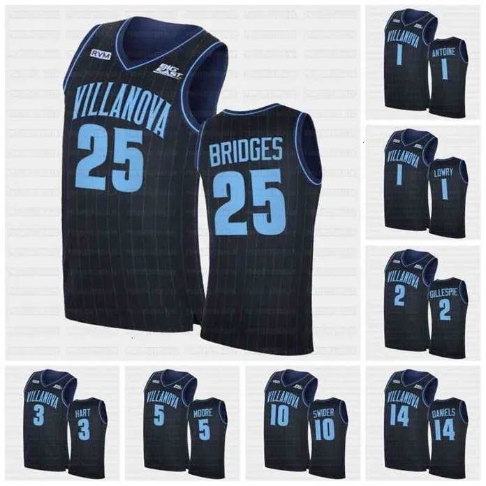 SJ98 C202 Villanova Wildcats NCAA Navy College Basket Big East Jersey 1 Bryan Antoine Kyle Lowry 2 Collin Gillespie 3 Josh Hart Moore Swider