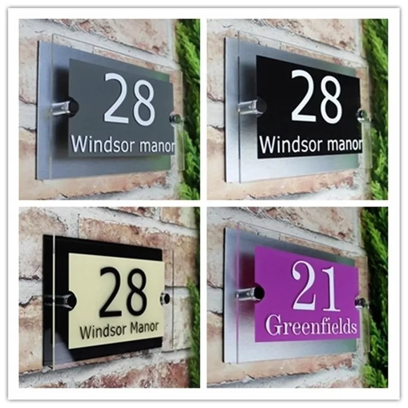 Customize Modern House Sign Plaque Door Street Name Glass Effect ...