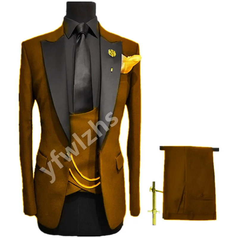 Sur mesure un bouton hommes costumes pic revers garçons d'honneur marié Tuxedos mariage/bal/dîner homme Blazer veste pantalon cravate gilet M99