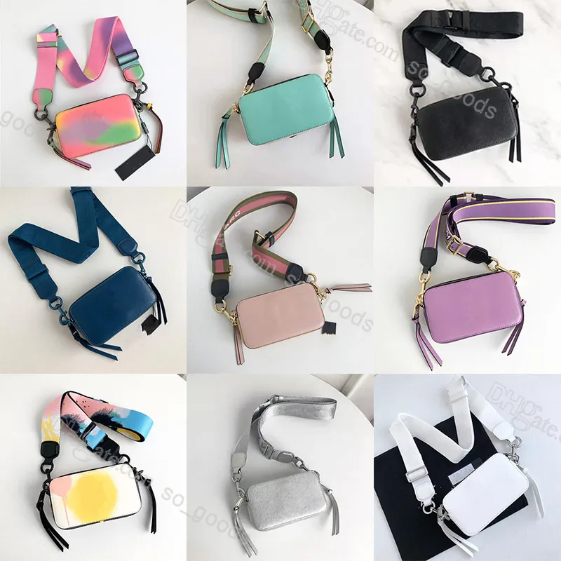 Designer Snapshot Multicolor Shoulder Bags Camera Kvinnor Fashion Tie Dye Luxury Leather Crossbody Glitter Rand Purse grå väska med låda