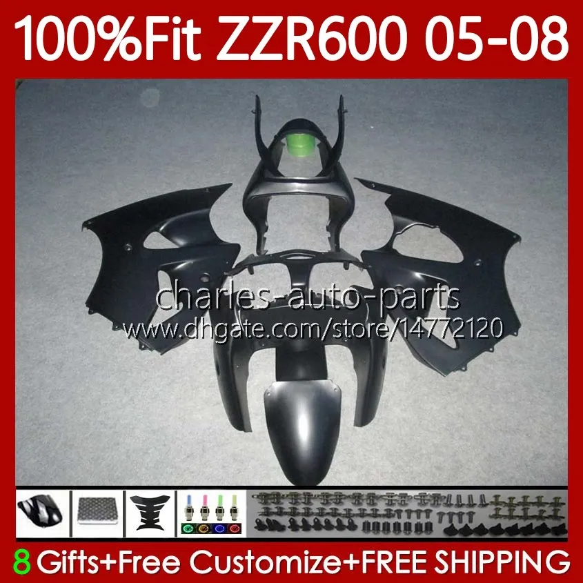 Matte Black Injection Mold 2006 Ninja 636 Fairings For Matte Black Injection Mold 2006 Ninja 636 Fairings For