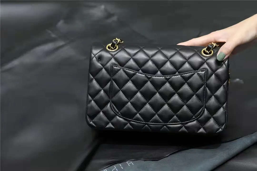 7A Top Designe custom luxury brand handbag channel Women's bag 2021 leather gold chain crossbody 2.55cm black and white pink cattle clip sheepskin shoulder