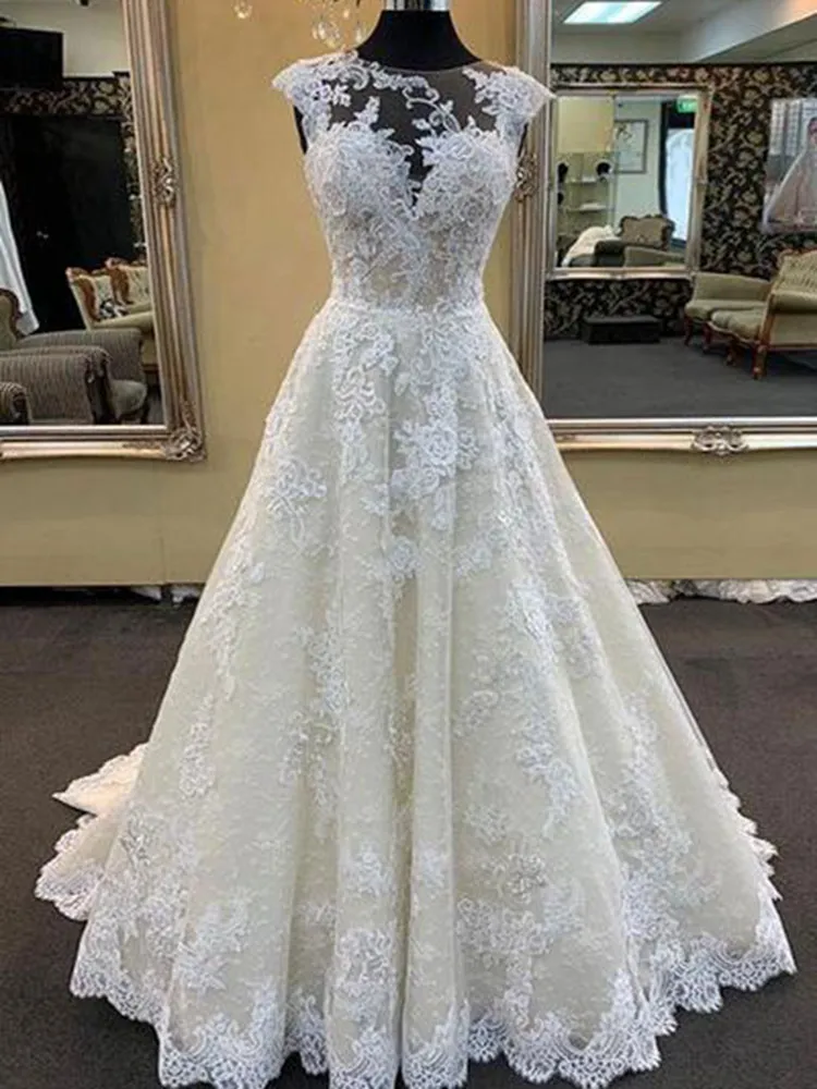 Robe de mariée de la vraie robe Mariage 2022 un cou de cou sur mesure Vestidos de Novia Weard