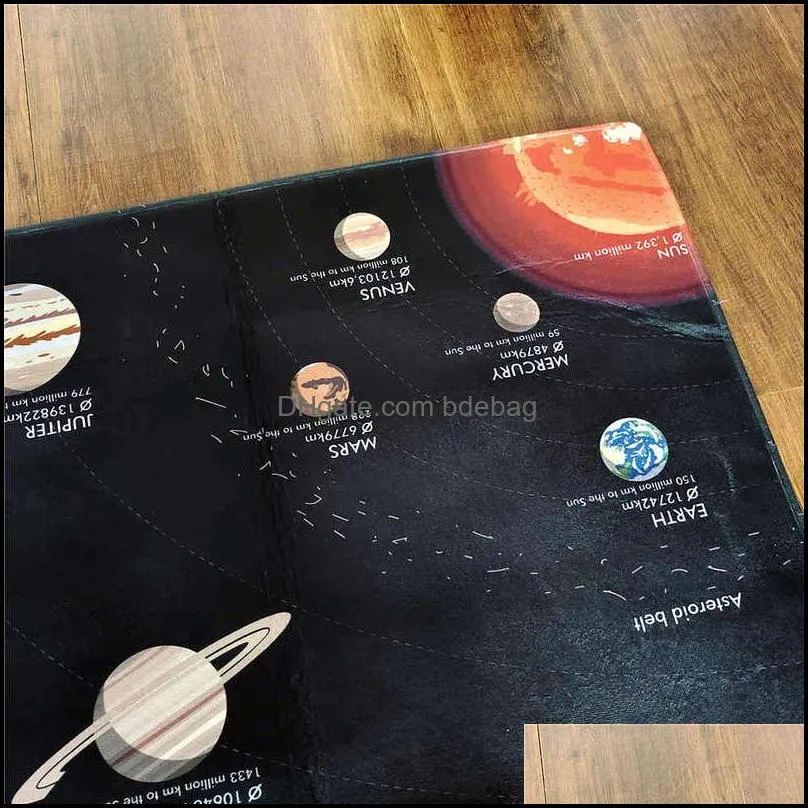 3D Solar system Children Room Carpet Space Planet Rug For Boy Bedroom Anti-slip Mat Bathroom Home Decor Play Crawling Floor Mat 220329