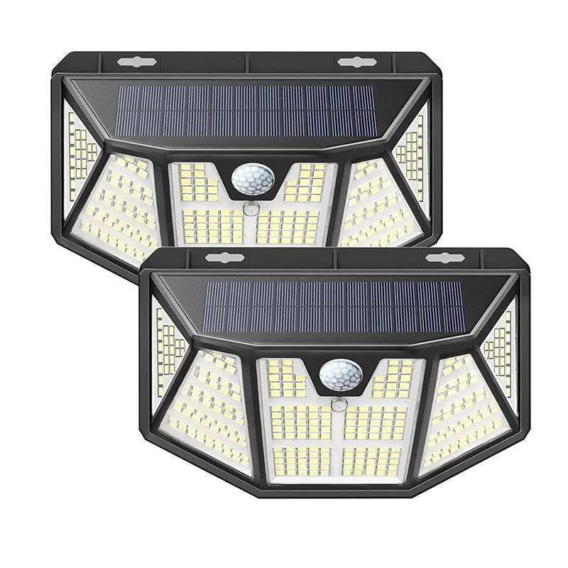 Lampada solare Sensore di movimento 310led Lampada da parete per esterni IP65 Luci di sicurezza a LED impermeabili con 3 modalità di illuminazione Grandangolo di 270 °