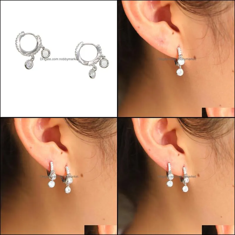 2018 High quality fine 925 Sterling Silver Small tiny CZ Round Rhinestones stud Earrings cute girls Women hot Fashion delicate Jewelry