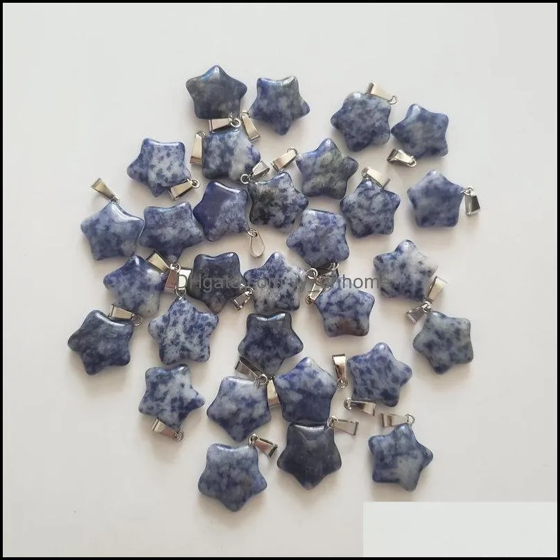 wholesale 50pcs/lot fashion natural stone sodalite five-pointed star charms pendants for necklace diy jewelry making