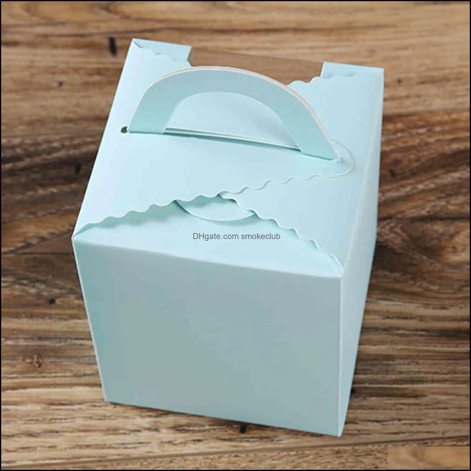 50pcs Cupcake Box with Window and Handle Carrier Small Cake Gift Container for Bakery Wedding Party Birthday Supply L23