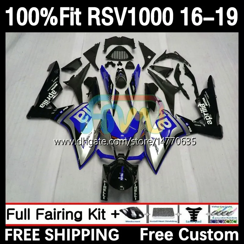 Injektionsmögelkropp för Aprilia RSV4 RSV 1000 RSV-1000 RSV1000R 16-19 Kroppsarbete 5DH.104 RSV1000 R RR 16 17 18 19 RSV1000RR 2016 2017 2018 2019 OEM FAIRING Blue Black