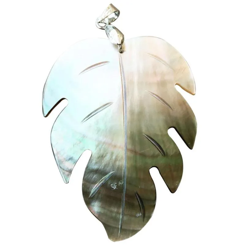 Pendant Necklaces Beautiful Jewelry Mother Of Pearl Shell Leaf Art Women Men Bead PC9365Pendant