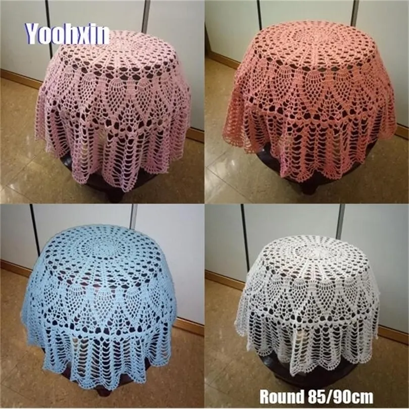 85/90cm Modern Handmade Crochet Table White Tak Tape Dining Lace Algodão redonda de chá de chá de chá de Natal Decoração de casamento 201007