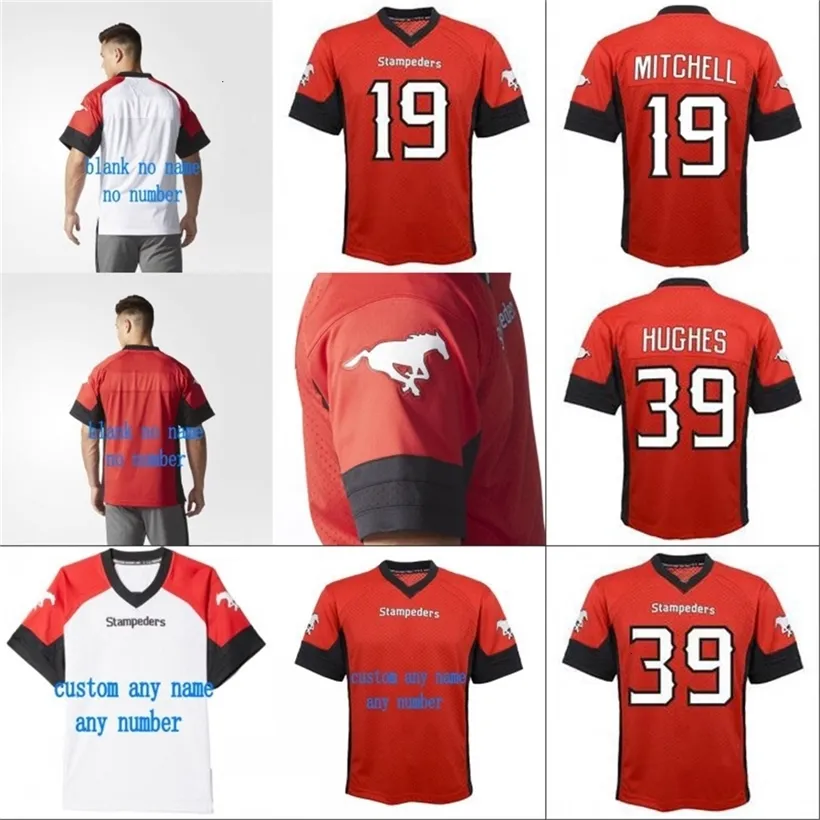 CEOMIT 2018 New Style Calgary Stampeders Jersey 19 Bo Levi Mitchell 39 Charleston Hughes 100％ステッチパーソナライズされたサッカージャージ