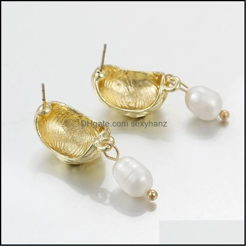 Fashion Charming Gold Color Metal Pearl Drop Earring 2020 Elegant Alloy Oval Geometric Earrings For Women Wedding Jewelry