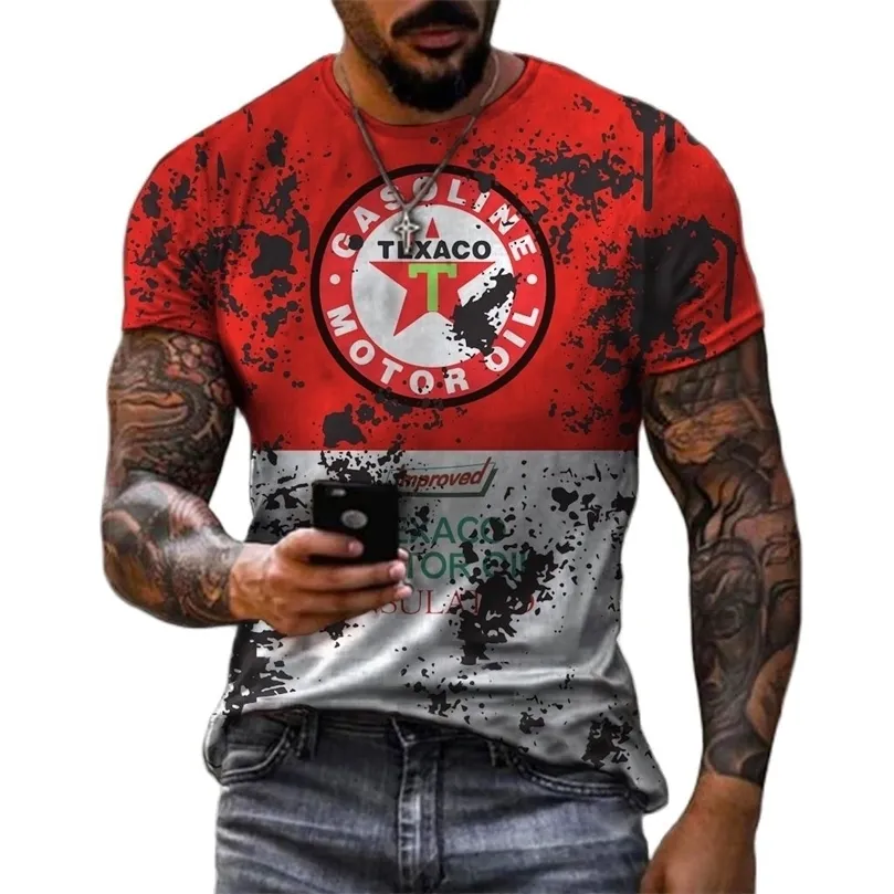 Retro 3D geprinte zomerheren t -shirts mode casual ronde nek comfortabel camiseta oversized ademende vintage stijl 220607
