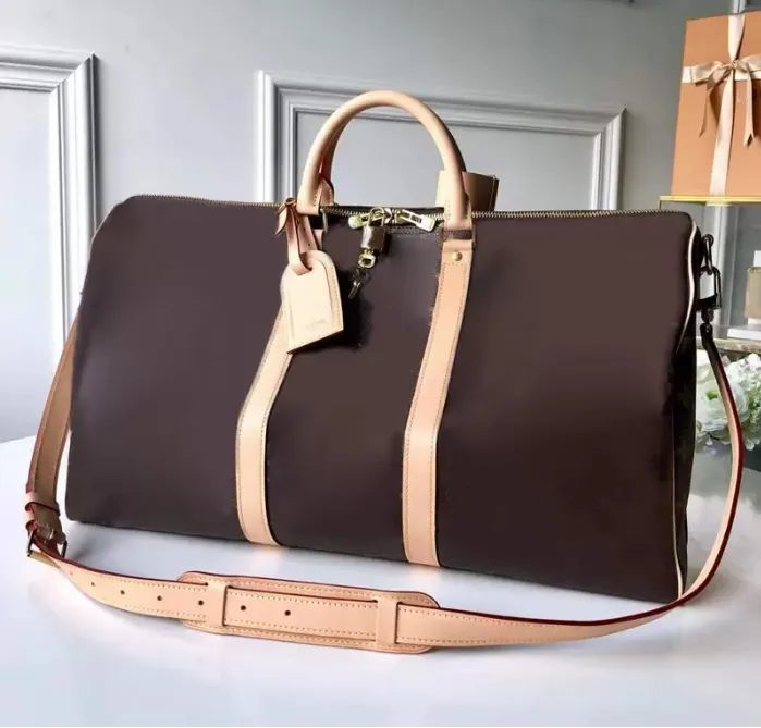 2022 Duffle Bag Classic 45 50 55 Resebagage för män Real Leather Top Quality Women Crossbody Totes Shoulder Bags Mens Womens Handväskor 5 Färger A896896