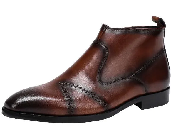 Оптовые моды ботильоны для гонкелов Высокое качество Chelsea Boots Натуральные кожаные мужчины указывают на носок сапоги Мартина