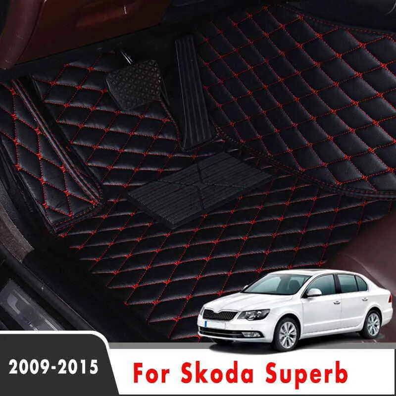 LHD Car Floor Mats for Skoda Superb 2015 2014 2013 2012 2010 2010 2009 Auto Carpets Accessories Custom Decoration Parts Rugs H220415