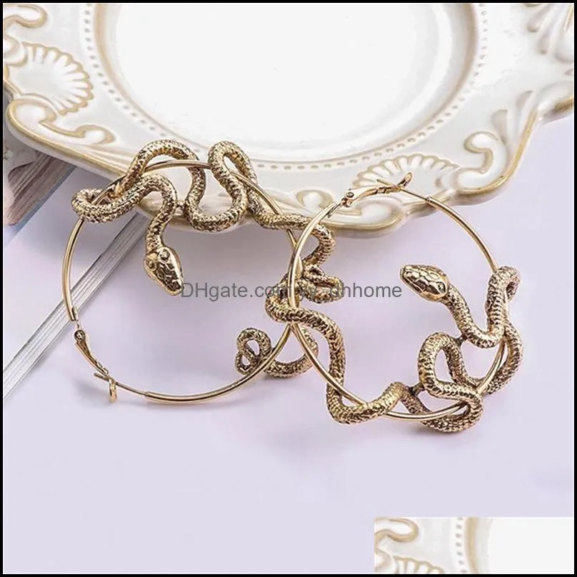 Antique Snake Hoop Earrings Gold Plated Charms Ear Pendants Women Fashion Lady Eardrop Accessories Jewelry Party Gifts 6 73fs N2