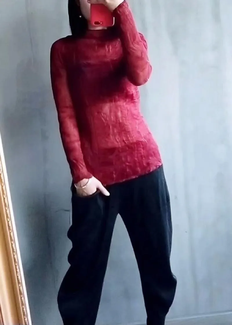 Kadın T-Shirt Miyake Kat Uzun Kollu Onarım Stand Stockwomenlerde