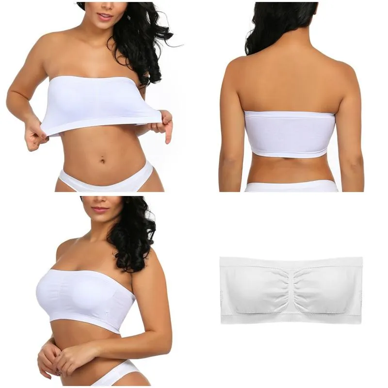 Bustiers Corsets Style grande taille sans bretelles Boob Tube Top femme coussin de poitrine amovible sous-vêtements une pièce soutien-gorge Invisible Plus S-3XLBustiers